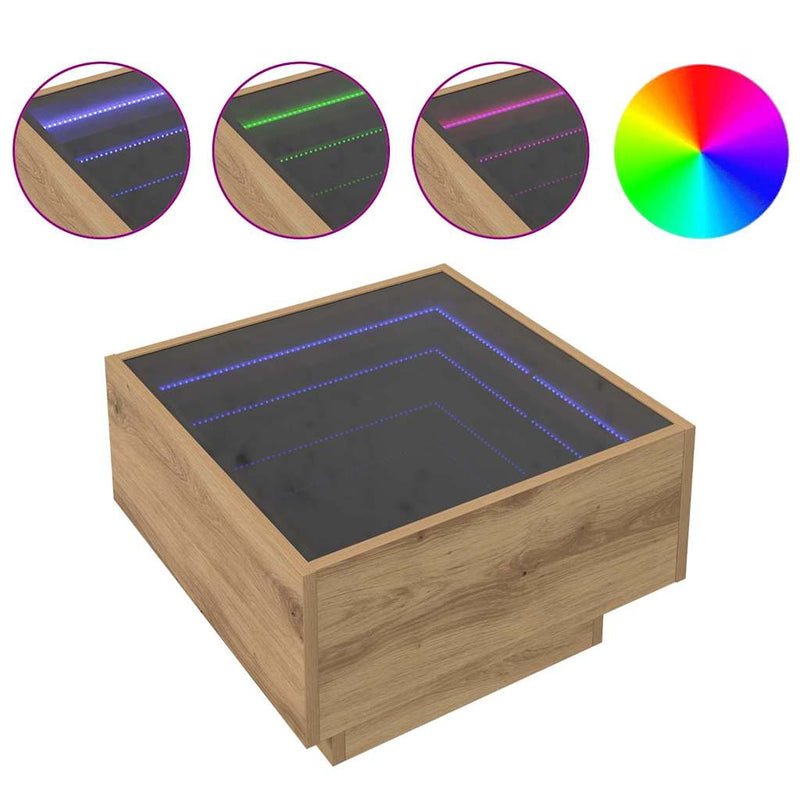 vidaXL Dohányzóasztal kézműves tölgy 50 x 50 x 30 cm Faanyag