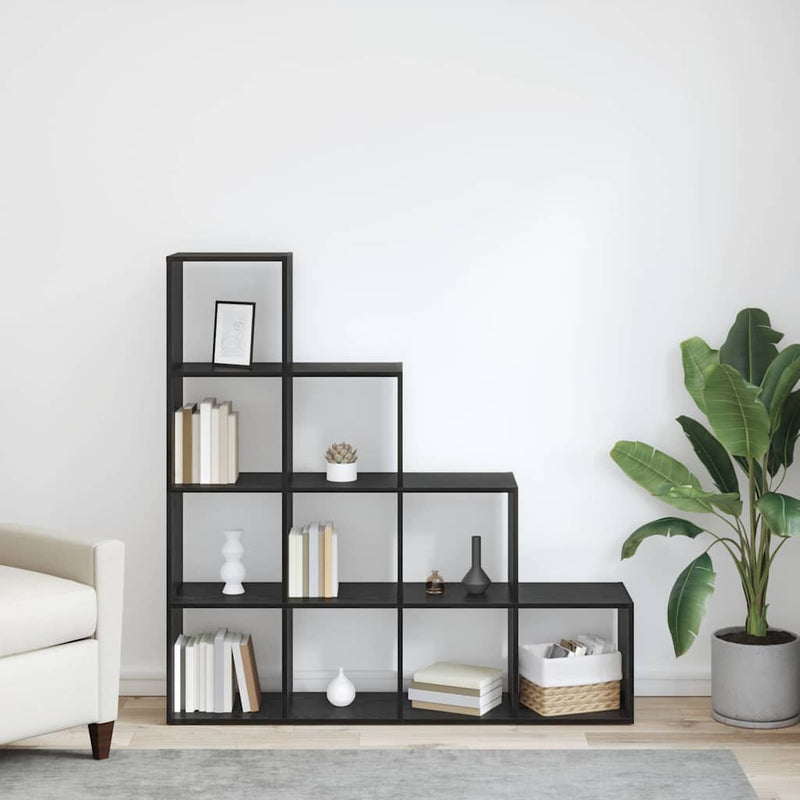 vidaXL Szobaelválasztó könyvespolc Musta tammi 131,5 x 29 x 131,5 cm