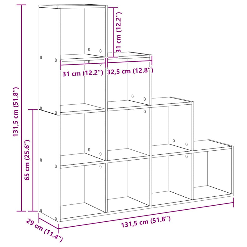 vidaXL Szobaelválasztó könyvespolc Musta tammi 131,5 x 29 x 131,5 cm