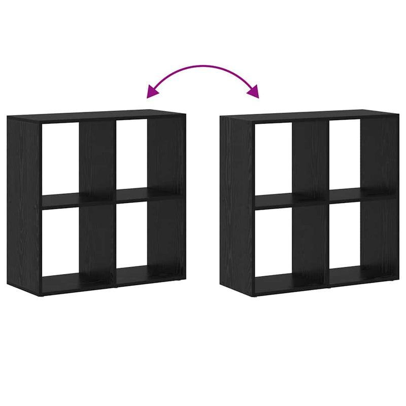 vidaXL Könyvespolc Fekete 69,5 x 29 x 69,5 cm Faanyag