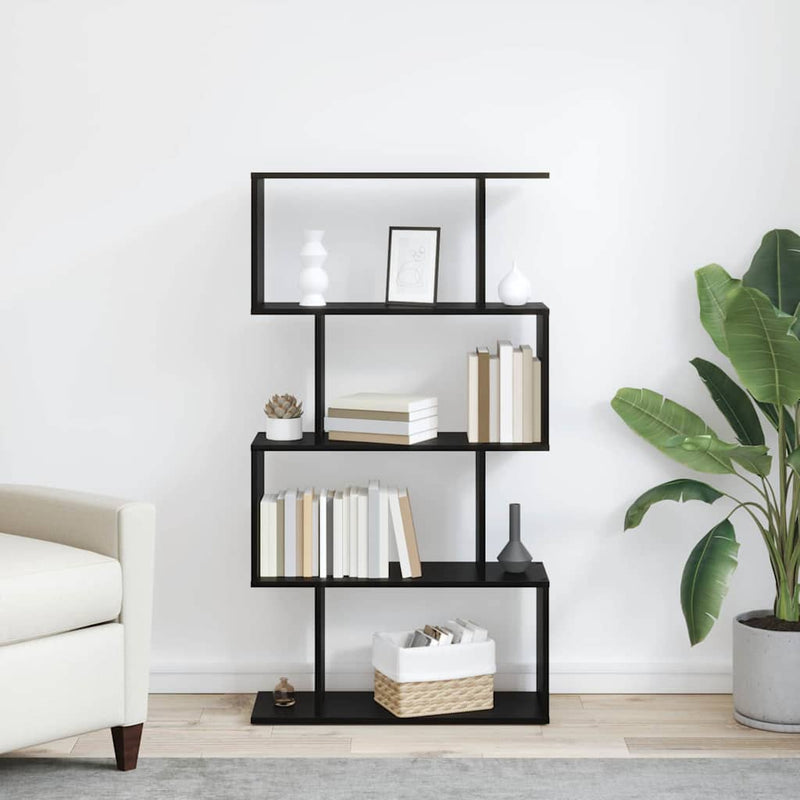 vidaXL Könyvespolc Fekete 70 x 24 x 129 cm Faanyag