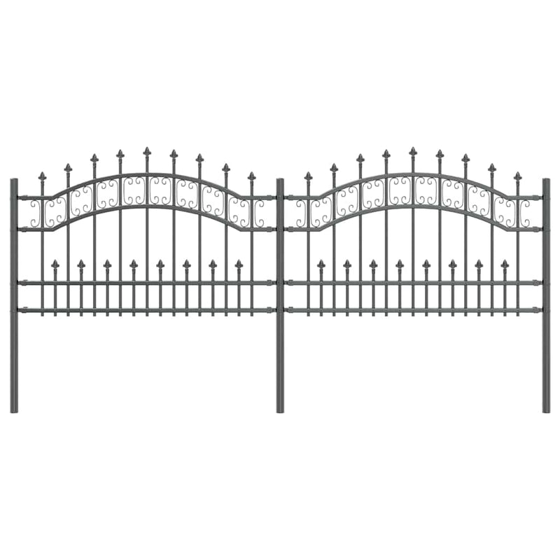 vidaXL Kerti Kerítés Szürke 115 cm Porszórt Acél