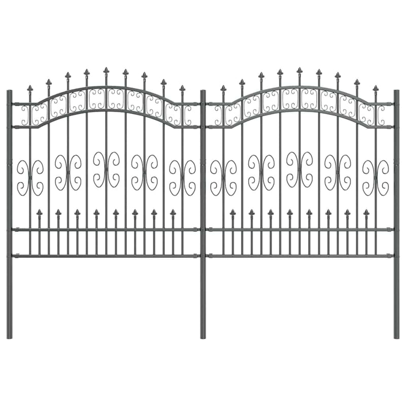 vidaXL Kerti Kerítés Szürke 165 cm Porszórt Acél