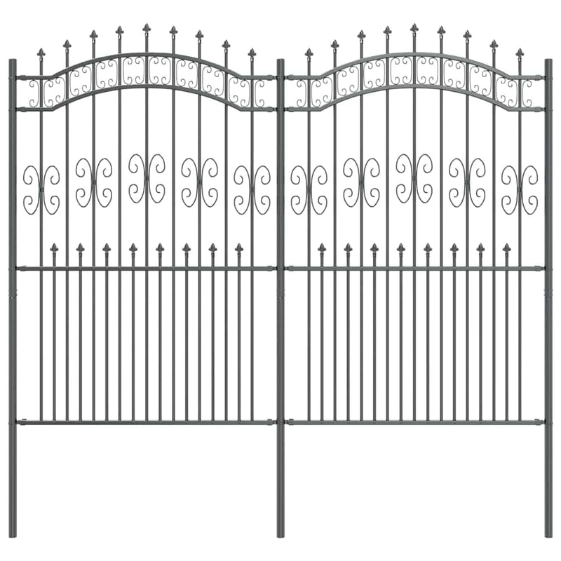 vidaXL Kerti Kerítés Szürke 215 cm Porszórt Acél