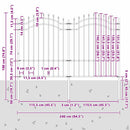 vidaXL Kerti Kerítés Fehér 190 cm Porszórt Acél