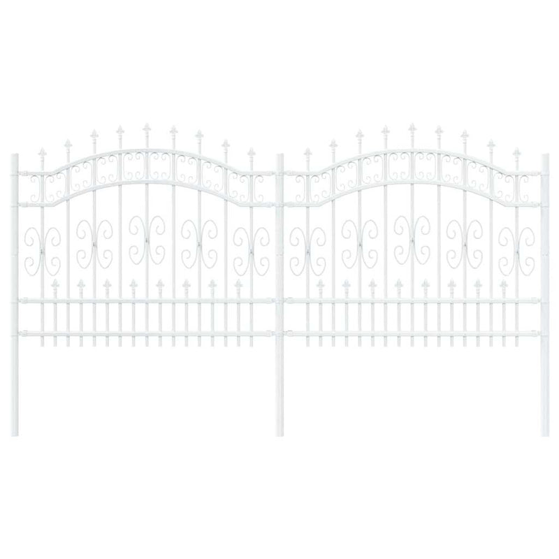 vidaXL Kerti Kerítés Fehér 140 cm Porszórt Acél