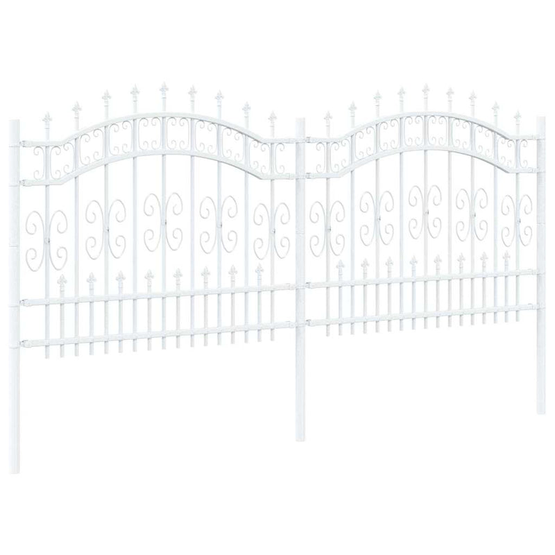 vidaXL Kerti Kerítés Fehér 140 cm Porszórt Acél