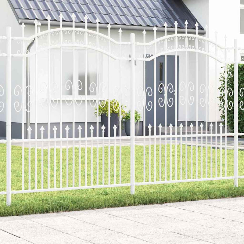 vidaXL Kerti Kerítés Fehér 190 cm Porszórt Acél