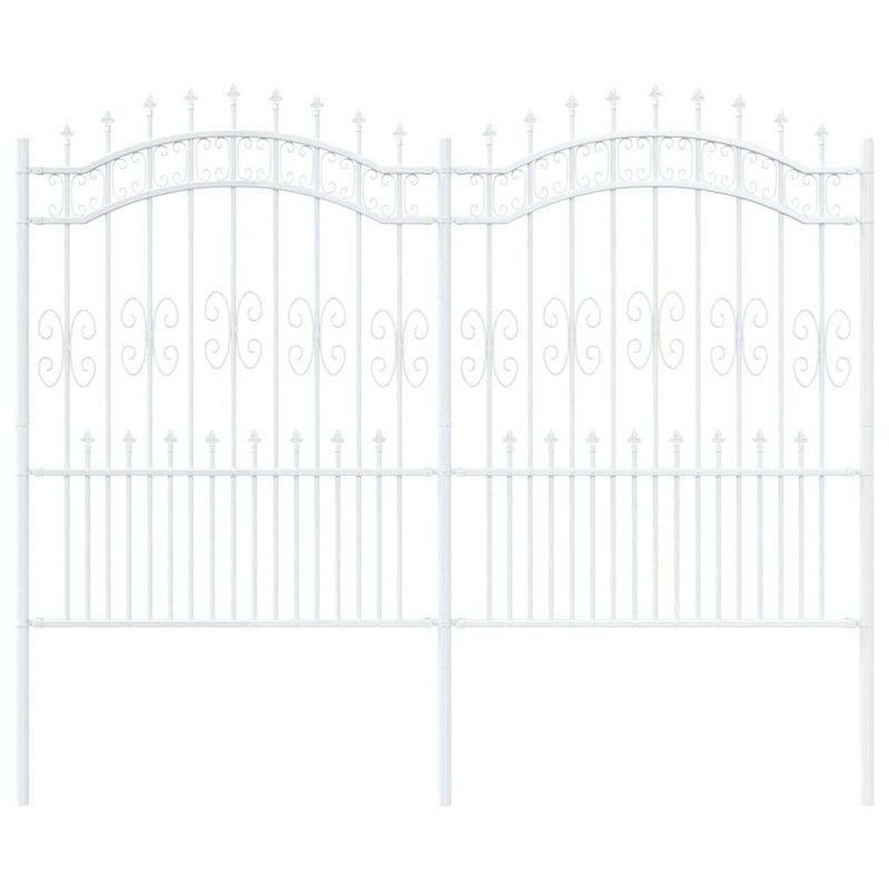 vidaXL Kerti Kerítés Fehér 190 cm Porszórt Acél