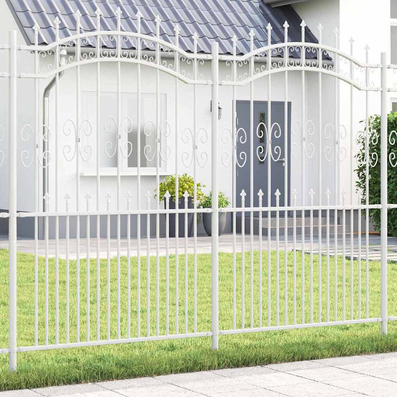 vidaXL Kerti Kerítés Fehér 215 cm Porszórt Acél