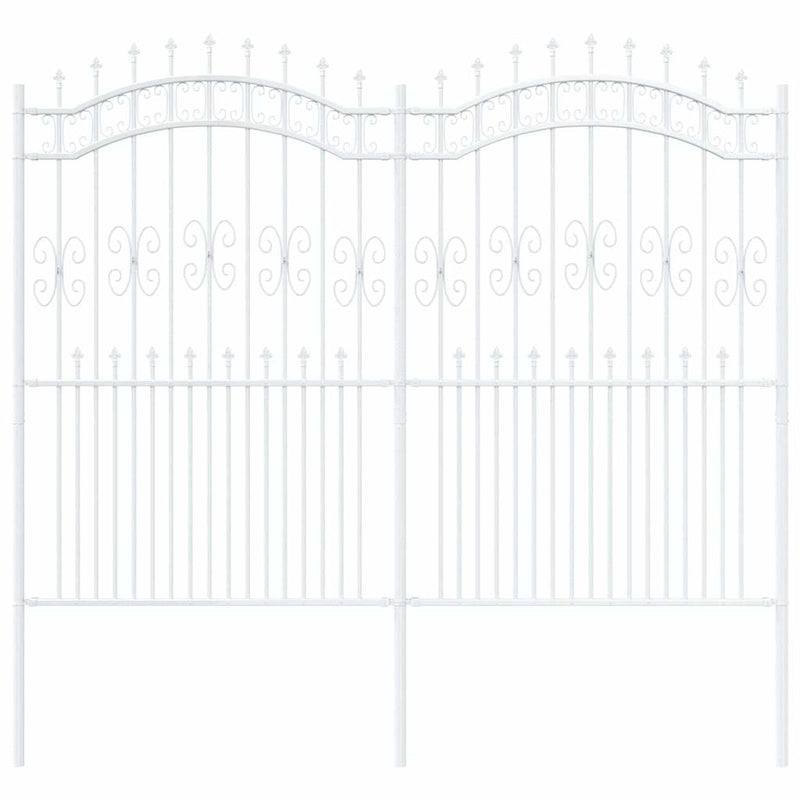 vidaXL Kerti Kerítés Fehér 215 cm Porszórt Acél