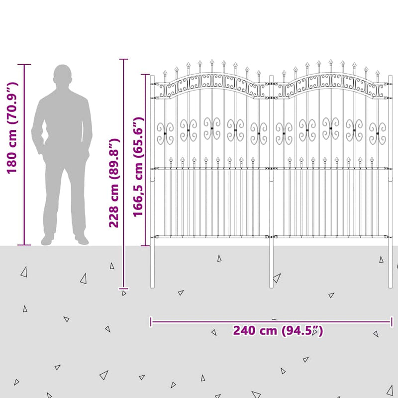 vidaXL Kerti Kerítés Fehér 215 cm Porszórt Acél