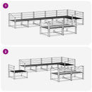 vidaXL Kültéri kanapé szett 8 pcs Fehér 404 x 166,5 x 73 cm