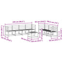 vidaXL Kültéri kanapé szett 8 pcs Fehér 59 x 59 x 37 cm Tömör Akácfa