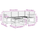 vidaXL Kültéri kanapé szett 5 pcs Fehér 59 x 59 x 37 cm Tömör Akácfa