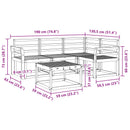 vidaXL Kültéri kanapé szett 5 pcs Fehér 59 x 59 x 37 cm Tömör Akácfa