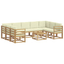 vidaXL Kültéri kanapé szett 10 pcs Fehér és Krém színű 59 x 59 x 37 cm