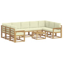 vidaXL Kültéri kanapé szett 10 pcs Fehér és Krém színű 59 x 59 x 37 cm