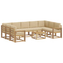 vidaXL Kültéri kanapé szett 10 pcs Fehér és Bézs 59 x 59 x 37 cm
