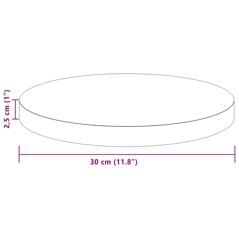 vidaXL Asztallap Világosbarna Ø 30 x 2.5 cm Masszív tölgyfa