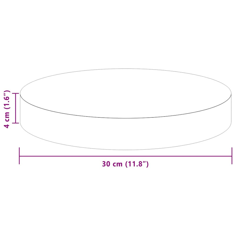 vidaXL Asztallap Világosbarna Ø 30 x 4 cm Masszív tölgyfa