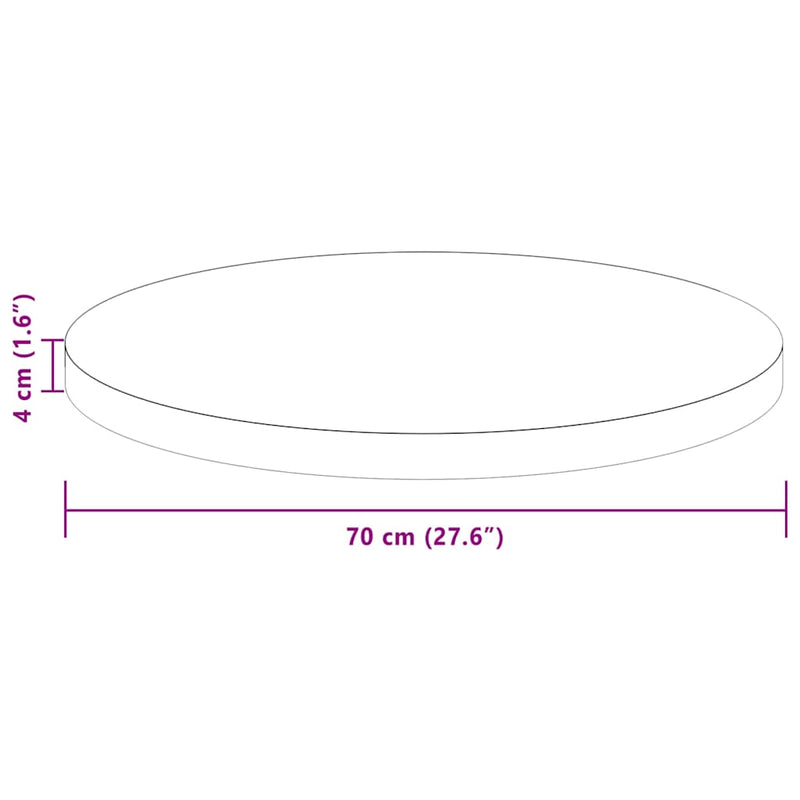 vidaXL Asztallap sötétbarna Ø 70 x 4 cm Masszív tölgyfa