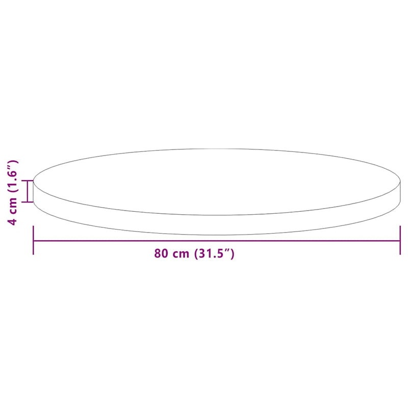 vidaXL Asztallap sötétbarna Ø 80 x 4 cm Masszív tölgyfa