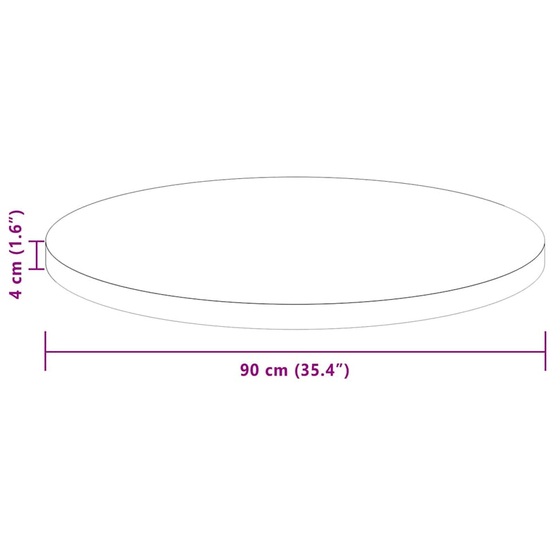 vidaXL Asztallap sötétbarna Ø 90 x 4 cm Masszív tölgyfa