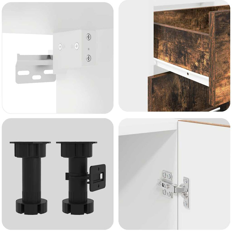 vidaXL Konyhaszekrény garnitúra fiókkal Lyon 4 pcs Füstölt tölgy