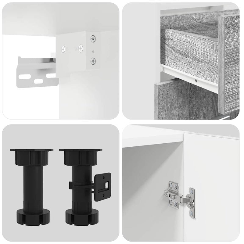 vidaXL Konyhaszekrény garnitúra fiókkal Lyon 4 pcs Szürke sonoma