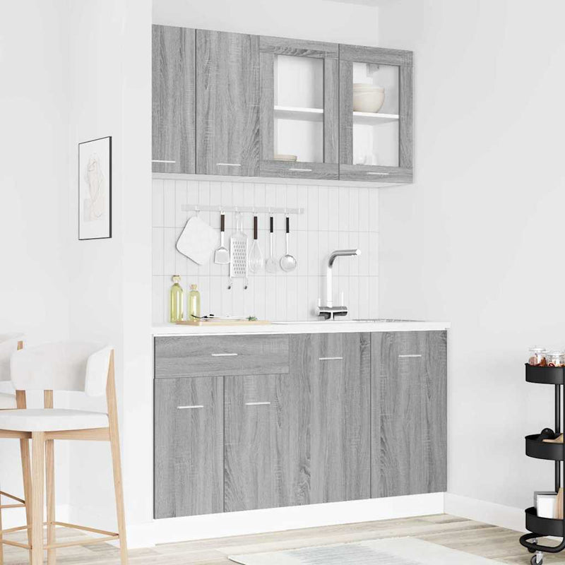 vidaXL Konyhaszekrény garnitúra fiókkal Lyon 4 pcs Szürke sonoma
