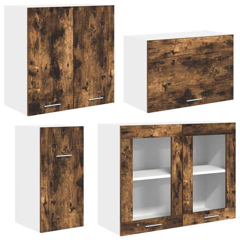 vidaXL Konyhaszekrény garnitúra fiókkal Lyon 8 pcs Füstölt tölgy