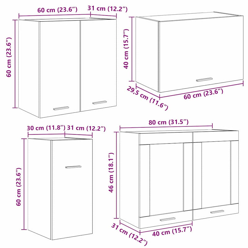 vidaXL Konyhaszekrény garnitúra fiókkal Lyon 8 pcs Füstölt tölgy
