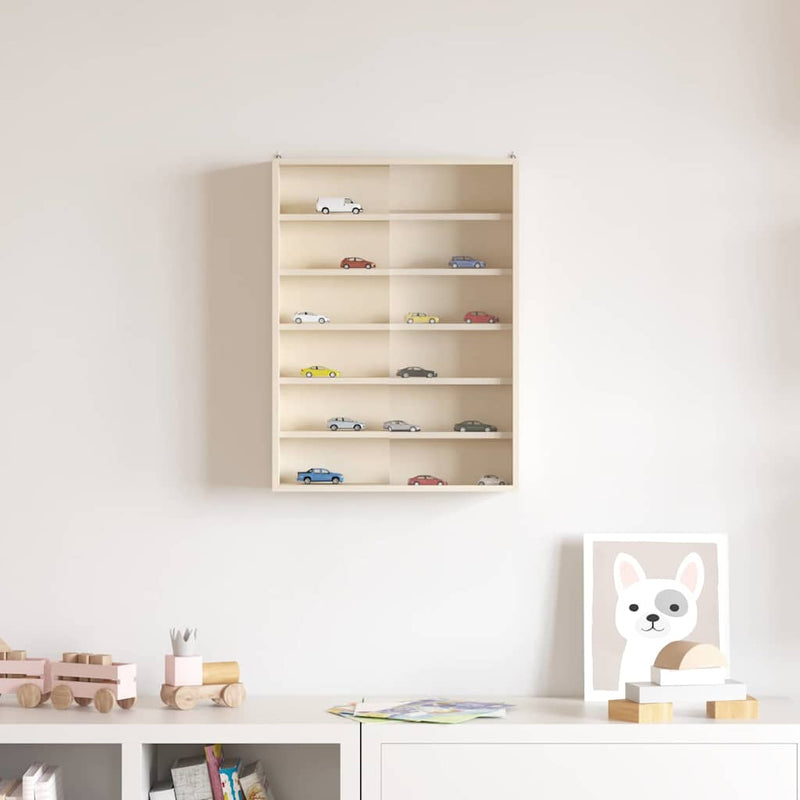 vidaXL Fa gyűjtő kiállítótok polcokkal Barna 40 x 8,5 x 54 cm Furnér