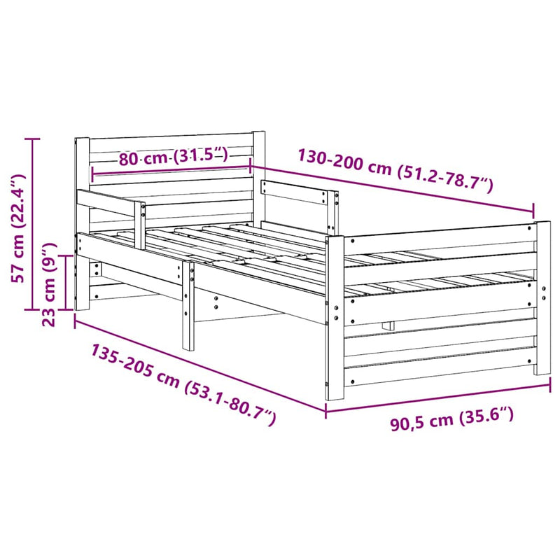 vidaXL Ágykeret fejtámlával Fehér 80 x 200 cm Faanyag