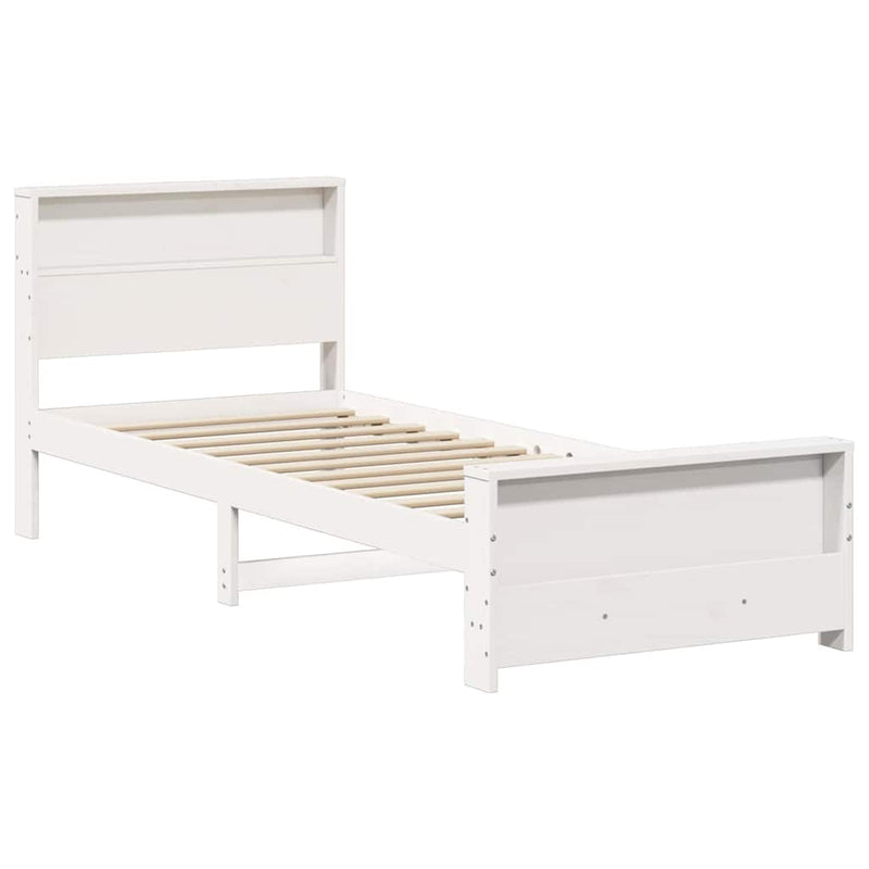 vidaXL Ágykeret fejtámlával Fehér 100 x 200 cm Faanyag