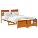 vidaXL Ágykeret fejtámlával Faggyú barna 140 x 190 cm Faanyag
