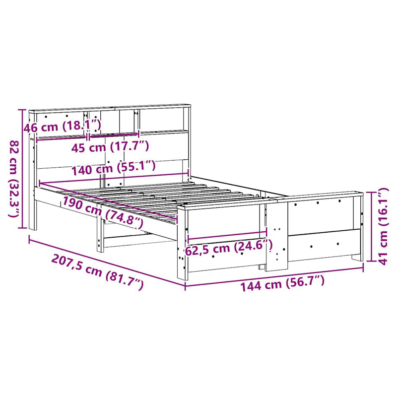 vidaXL Ágykeret fejtámlával Faggyú barna 140 x 190 cm Faanyag