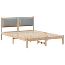 vidaXL Ágykeret fejtámlával Világosszürke 150 x 200 cm Tömör fenyőfa