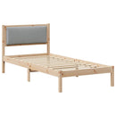 vidaXL Ágykeret fejtámlával Világosszürke 90 x 200 cm Tömör fenyőfa
