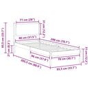 vidaXL Ágykeret fejtámlával Fekete 80 x 200 cm Tömör fenyőfa