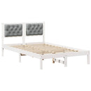 vidaXL Ágykeret fejtámlával Világosszürke 135 x 190 cm Tömör fenyőfa