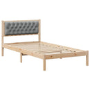 vidaXL Ágykeret fejtámlával Világosszürke 100 x 200 cm Tömör fenyőfa