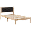 vidaXL Ágykeret fejtámlával Fekete 100 x 200 cm Tömör fenyőfa