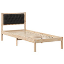 vidaXL Ágykeret fejtámlával Fekete 75 x 190 cm Tömör fenyőfa