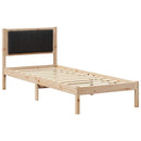 vidaXL Ágykeret Kárpitozott Fejtámlával fejtámlával Fekete 80 x 200 cm