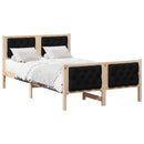 vidaXL Ágykeret fejtámlával Fekete 135 x 190 cm Tömör fenyőfa