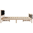 vidaXL Ágykeret fejtámlával Fekete 135 x 190 cm Tömör fenyőfa