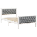 vidaXL Ágykeret fejtámlával Világosszürke 100 x 200 cm Tömör fenyőfa