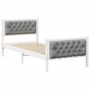 vidaXL Ágykeret fejtámlával Világosszürke 90 x 200 cm Tömör fenyőfa